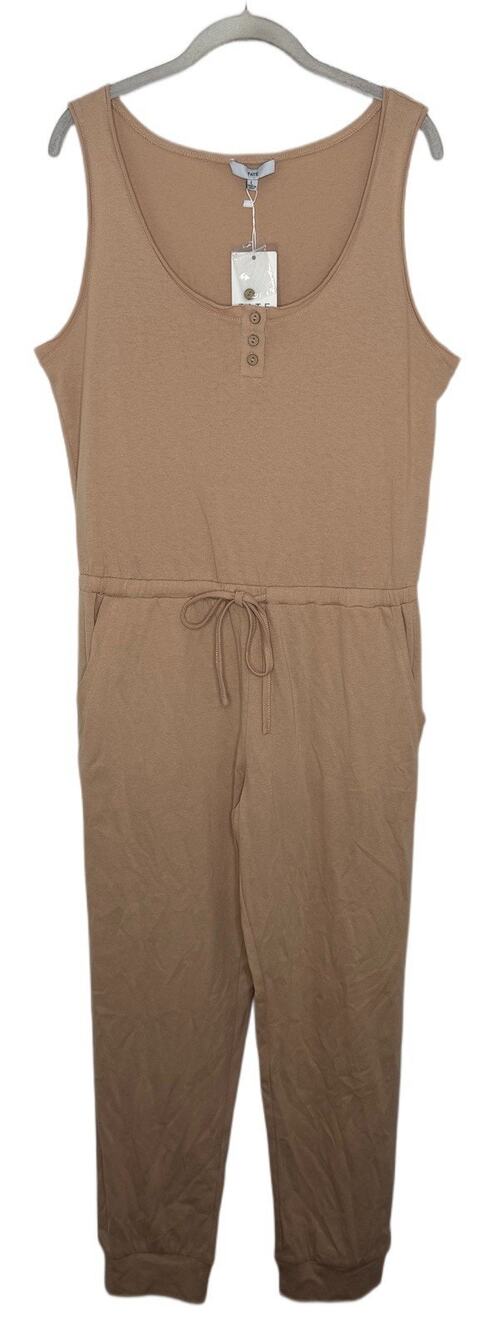 Fate Womens Tan Sleeveless Jogger Drawstring Waist Jumpsuit Size Large New